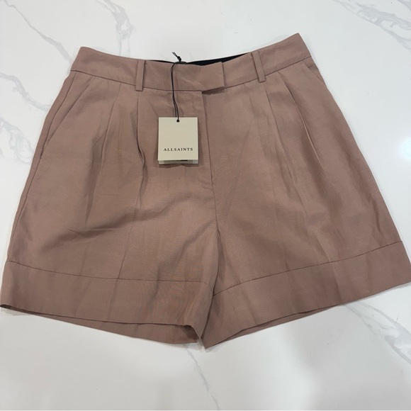 AllSaints‎ Deri Lyn Cuff Suit Tailored Shorts Tan Size 8 NEW NWT - Picture 6 of 11